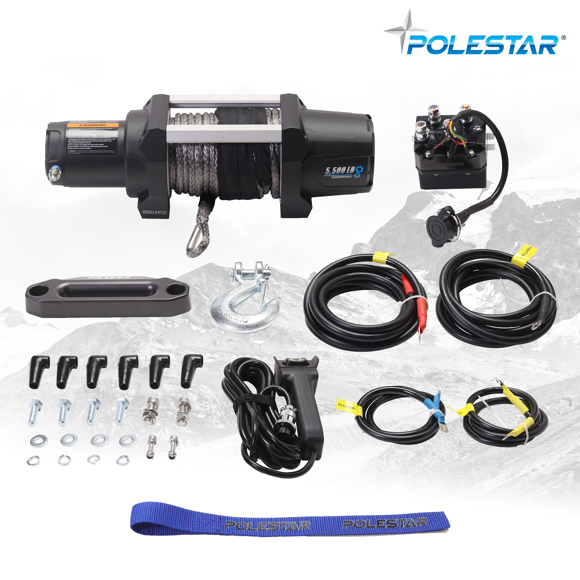 PoleStar UTV Winch — 5500-Lb. Capacity, Synthetic Rope, 12 Volt DC